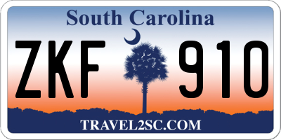SC license plate ZKF910