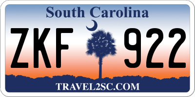 SC license plate ZKF922