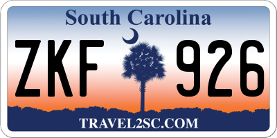 SC license plate ZKF926