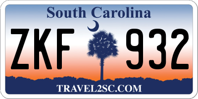 SC license plate ZKF932