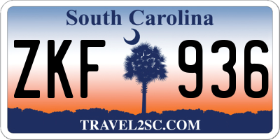 SC license plate ZKF936