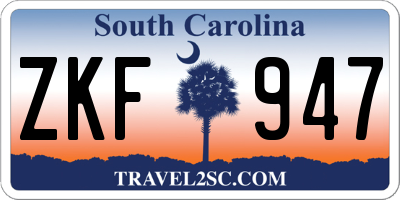 SC license plate ZKF947