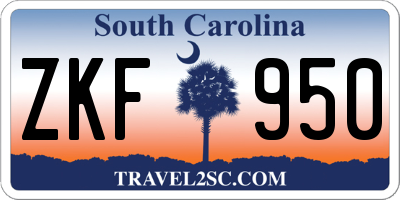 SC license plate ZKF950