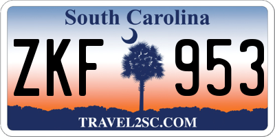 SC license plate ZKF953