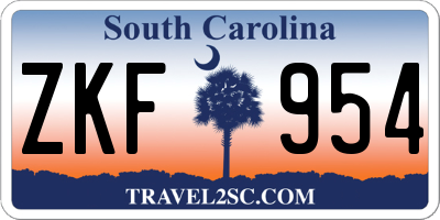 SC license plate ZKF954