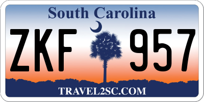 SC license plate ZKF957