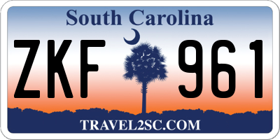 SC license plate ZKF961