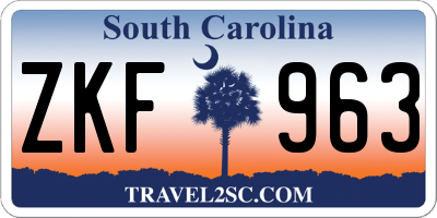 SC license plate ZKF963