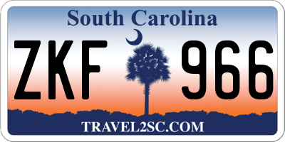 SC license plate ZKF966