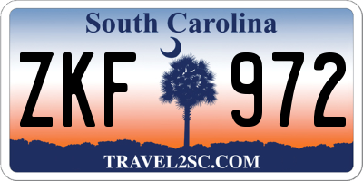 SC license plate ZKF972