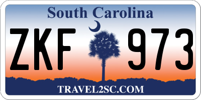 SC license plate ZKF973