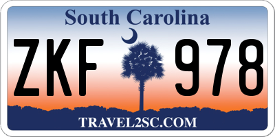 SC license plate ZKF978