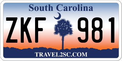 SC license plate ZKF981