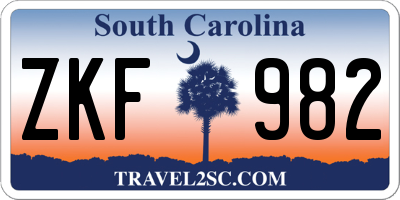 SC license plate ZKF982