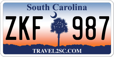 SC license plate ZKF987