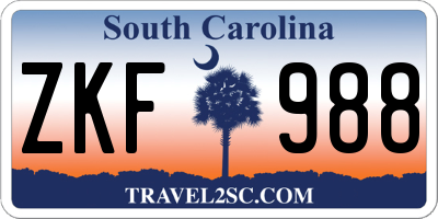 SC license plate ZKF988