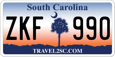 SC license plate ZKF990