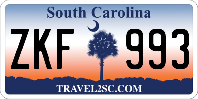 SC license plate ZKF993