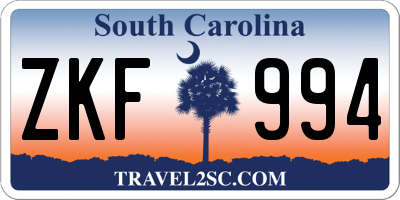 SC license plate ZKF994