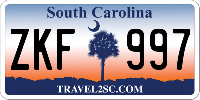 SC license plate ZKF997