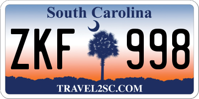 SC license plate ZKF998