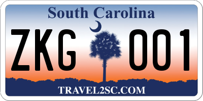 SC license plate ZKG001