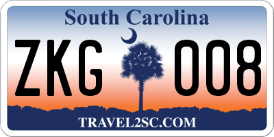 SC license plate ZKG008