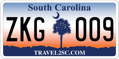 SC license plate ZKG009