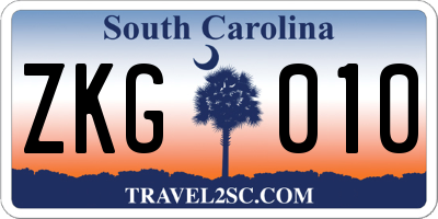 SC license plate ZKG010