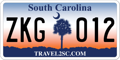 SC license plate ZKG012