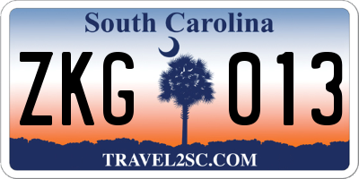 SC license plate ZKG013