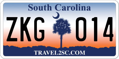 SC license plate ZKG014