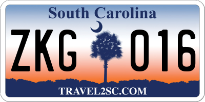SC license plate ZKG016