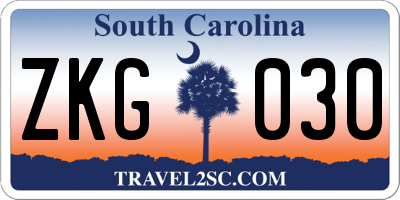 SC license plate ZKG030