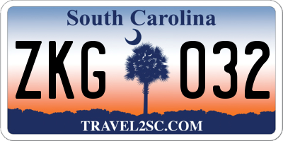 SC license plate ZKG032