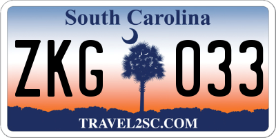 SC license plate ZKG033