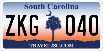 SC license plate ZKG040
