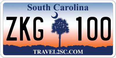 SC license plate ZKG100