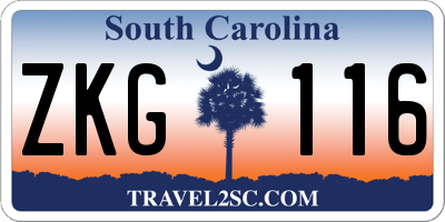 SC license plate ZKG116