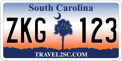 SC license plate ZKG123