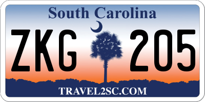 SC license plate ZKG205