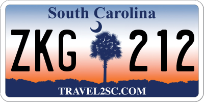 SC license plate ZKG212