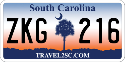 SC license plate ZKG216
