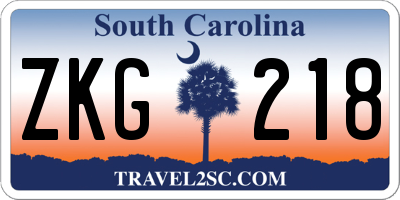 SC license plate ZKG218