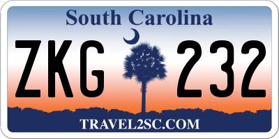 SC license plate ZKG232