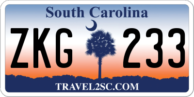 SC license plate ZKG233