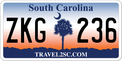 SC license plate ZKG236