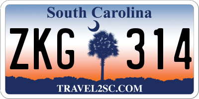 SC license plate ZKG314