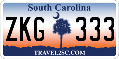 SC license plate ZKG333