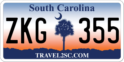 SC license plate ZKG355